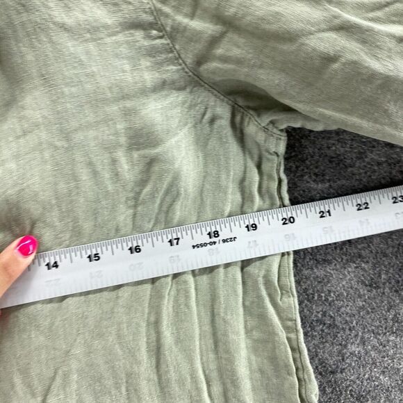 Tahari Blouse Women S Small Gray Linen Collared 3/4 Sleeve Pullover Casual - Picture 7 of 9